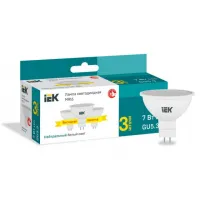 Лампа светодиодная IEK MR16 7Вт 230В 4000К GU5.3 (3шт/упак), LLE-MR16-07-230-40-GU5-3