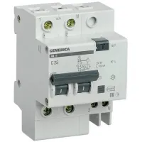 Дифавтомат IEK GENERICA 2P 50А (C) 4.5кА 300мА (AC), MAD15-2-050-C-300