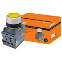 Кнопка TDM MP1-21Y(LED) (в сборе; диаметр 22 мм; 24В; 1з+1р; желтая) SQ0747-0019