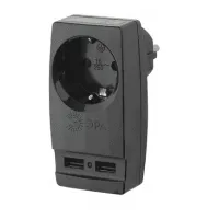 ЭРА Адаптер "Polynom" 1гн. 220V + 2xUSB 2100мА, c з/к (Черн.) SP-1e-USB-B Б0026333