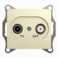 Розетка TV-SAT Schneider Electric GLOSSA, проходная, бежевый, GSL000298