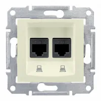 Розетка компьютерная 2xRJ45 Cat.5 Schneider Electric SEDNA, бежевый, SDN4400147