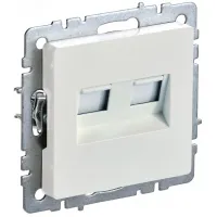 Розетка компьютерная двойная IEK BRITE RJ11+RJ45 кат.5E РК/Т12-БрЖ жемч., BR-KT20-O-1-K36