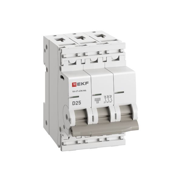 Автоматический выключатель ВА 47-63N MA 3P 25А (D) 6кА без теплового расцепителя PROXIMA EKF (кратно