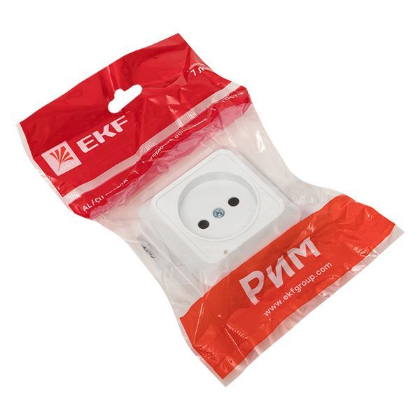 Рим Розетка 1-местная 10А без заземления белая EKF