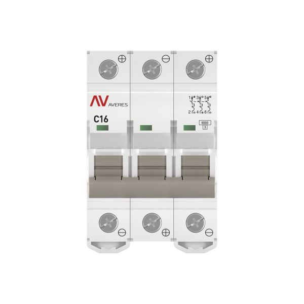 Выключатель автоматический AV-6 DC 3P 16A (C) 6kA EKF AVERES