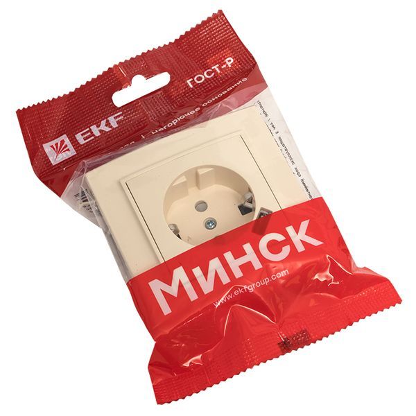 Розетка 1-местная СП с/з Минск 16А бежевая с защ. штор. с USB 1А EKF