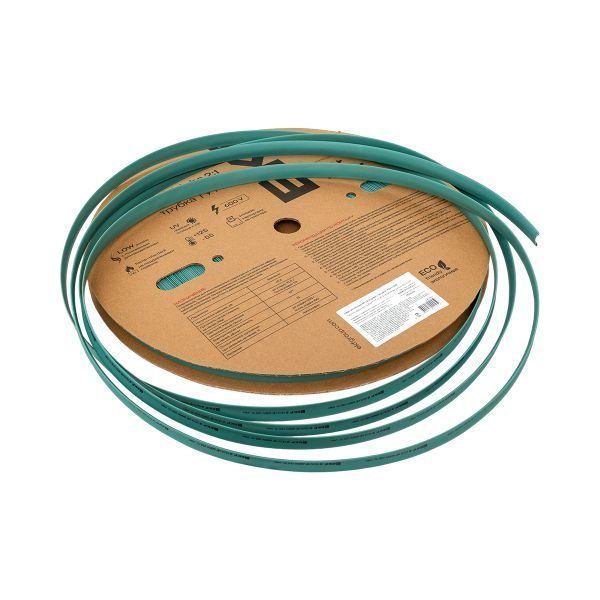 Термоусаживаемая трубка ТУТ нг 12/6 зелёная рулон EKF PROxima