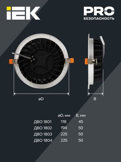 Светильник светодиодный ДВО 1801 PRO круг 10Вт 4000K IP40 белый IEK