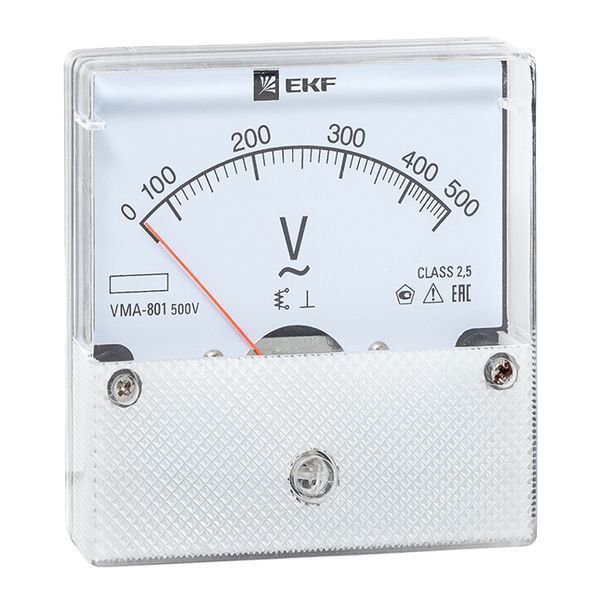 Вольтметр VMA-801 аналоговый на панель (80x80) круглый вырез 500В прямое подкл. EKF PROxima