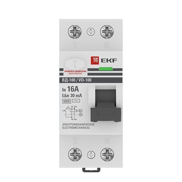 Устройство защитного отключения ВД-100 2P 16А 30мА тип АС эл-мех 6кА EKF PROxima