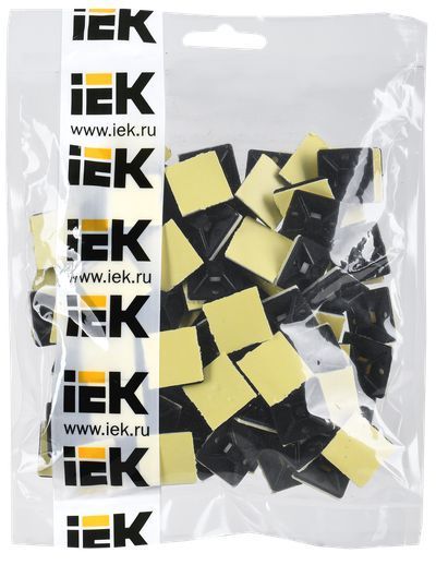 Площадка самоклеящаяся 20х20 черная под хомуты (100шт) IEK