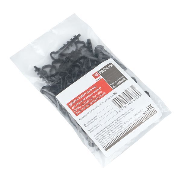 Дюбель-хомут (5x10 мм) для плоского кабеля черный (100 шт.) EKF PROxima