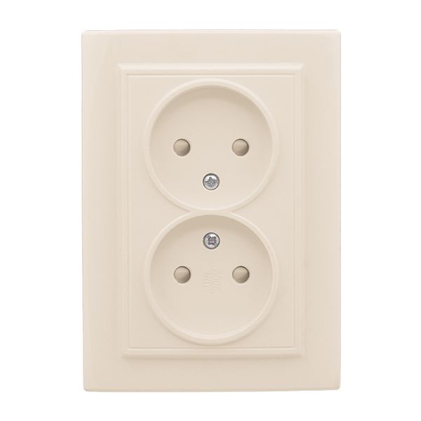 Розетка 2-мест. СП б/з 10А бежевый с защ. штор. Минск EKF