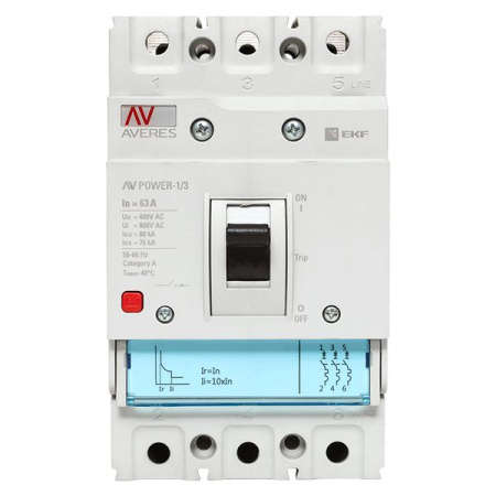Автоматический выключатель AV POWER-1/3  63А 80kA TR EKF AVERES