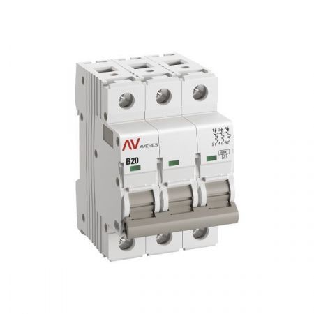 Выкл. автомат.  3П  20A  хар-ка  В  6кА  AV-6  EKF  AVERES  EKF