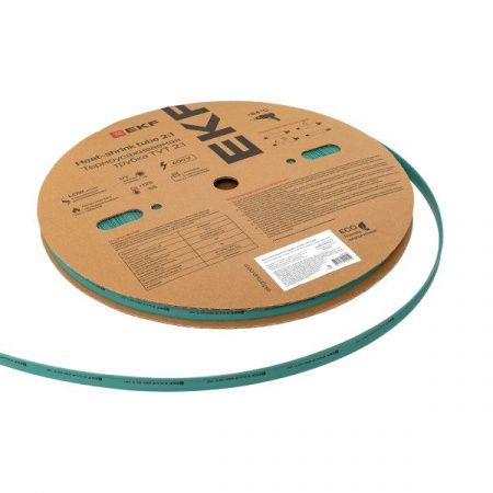 Термоусаживаемая трубка ТУТ нг 12/6 зелёная рулон EKF PROxima