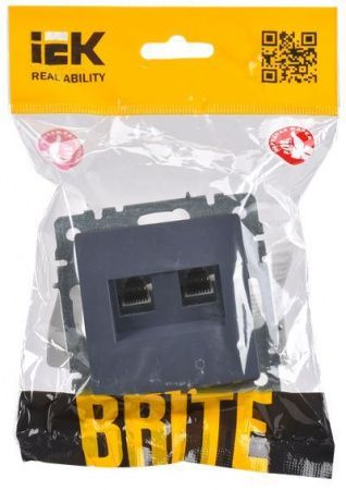 BRITE Розетка двойная RJ11+RJ45 кат.5E РК/Т12-БрМ маренго IEK