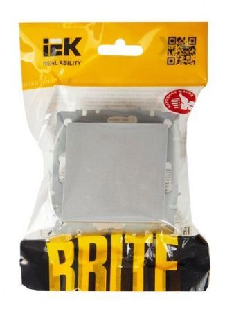 BRITE Выключатель 1-клавишный проходной 10А ВС10-1-6-БрА алюминий IEK