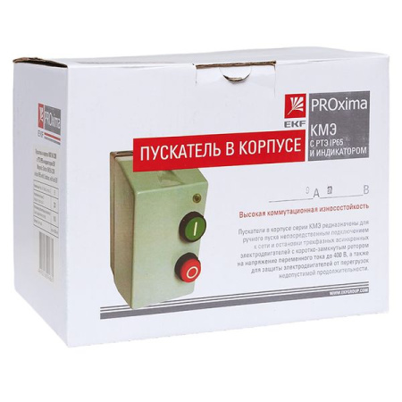 Пускатель в корпусе IP65 КМЭ 9А 230В с РТЭ и индикатором EKF PROxima