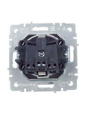 BRITE Розетка 1-местная с заземлением с защитными шторками и крышкой 16А IP44 РСбш10-3-44-БрС сталь IEK