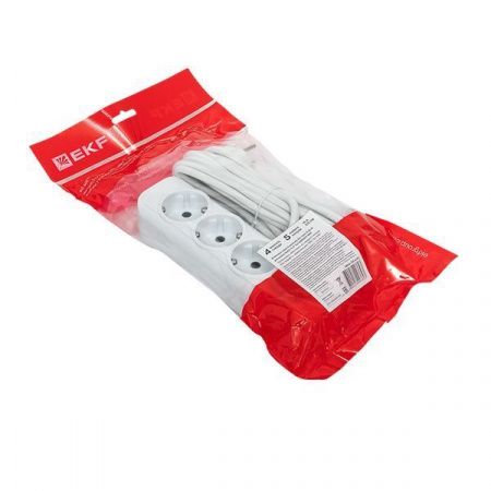 Удлинитель "Эксперт" 4 гнезда 5 метра 16А/3,5кВт с заземлением ПВС 3x1 EKF PROxima