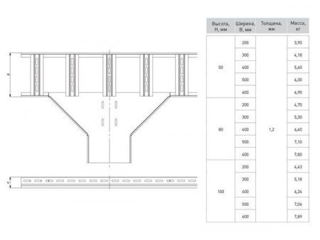 Ответвитель T-образный для лестничного лотка 100x600 мм EKF