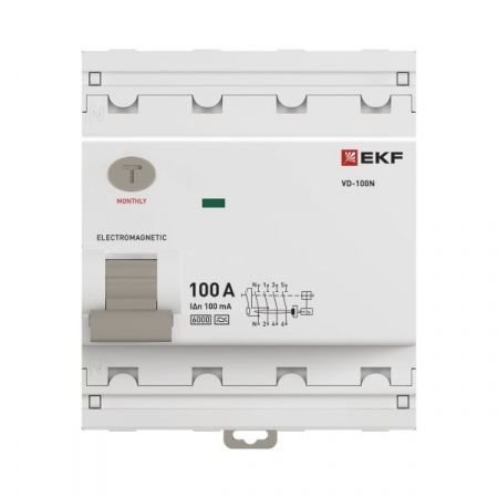 Выключатель дифференциального тока 4п 100А 100мА тип A 6кА ВД-100N электромех. PROxima EKF E1046MA10