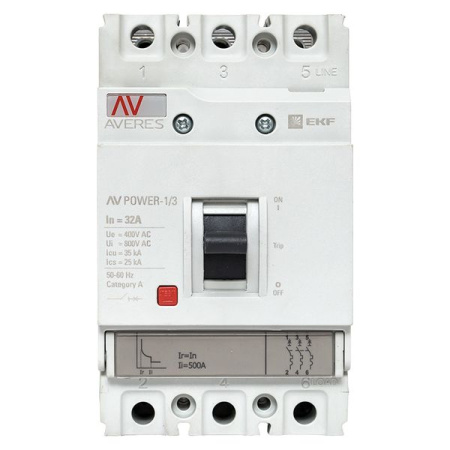 Выключатель автоматический 3п 32А 35кА AV POWER-1/3 TR AVERES EKF mccb-13-32-TR-av