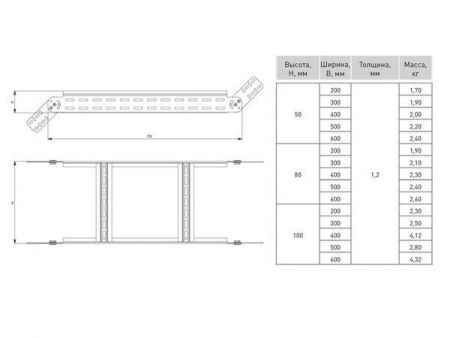Угол вертикальный шарнирный для лестничного лотка 100x500 мм EKF
