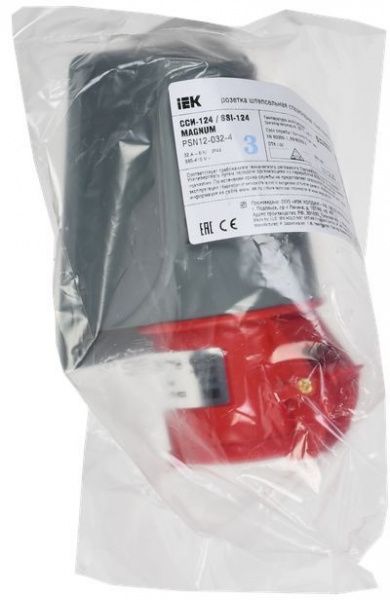 MAGNUM Розетка стационарная ССИ-124 32А-6ч/380-415В 3P+PE IP44 IEK