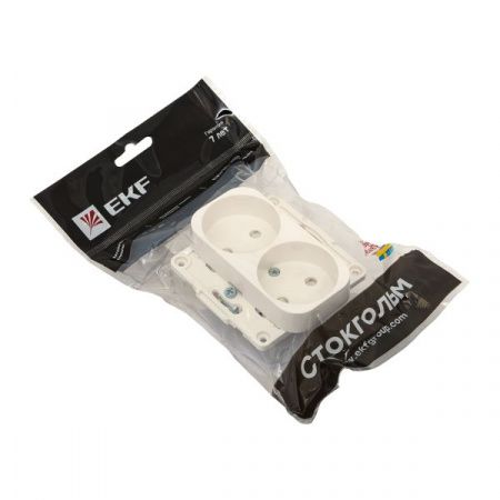 Стокгольм Механизм Розетки 2-местной б/з 10А автоматические клеммы белый с защ. штор. EKF PROxima