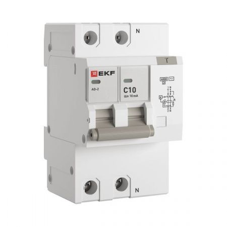 Дифференциальный автомат АД-2 10А/ 10мА (хар. C, AC, электронный) 6кА EKF PROxima